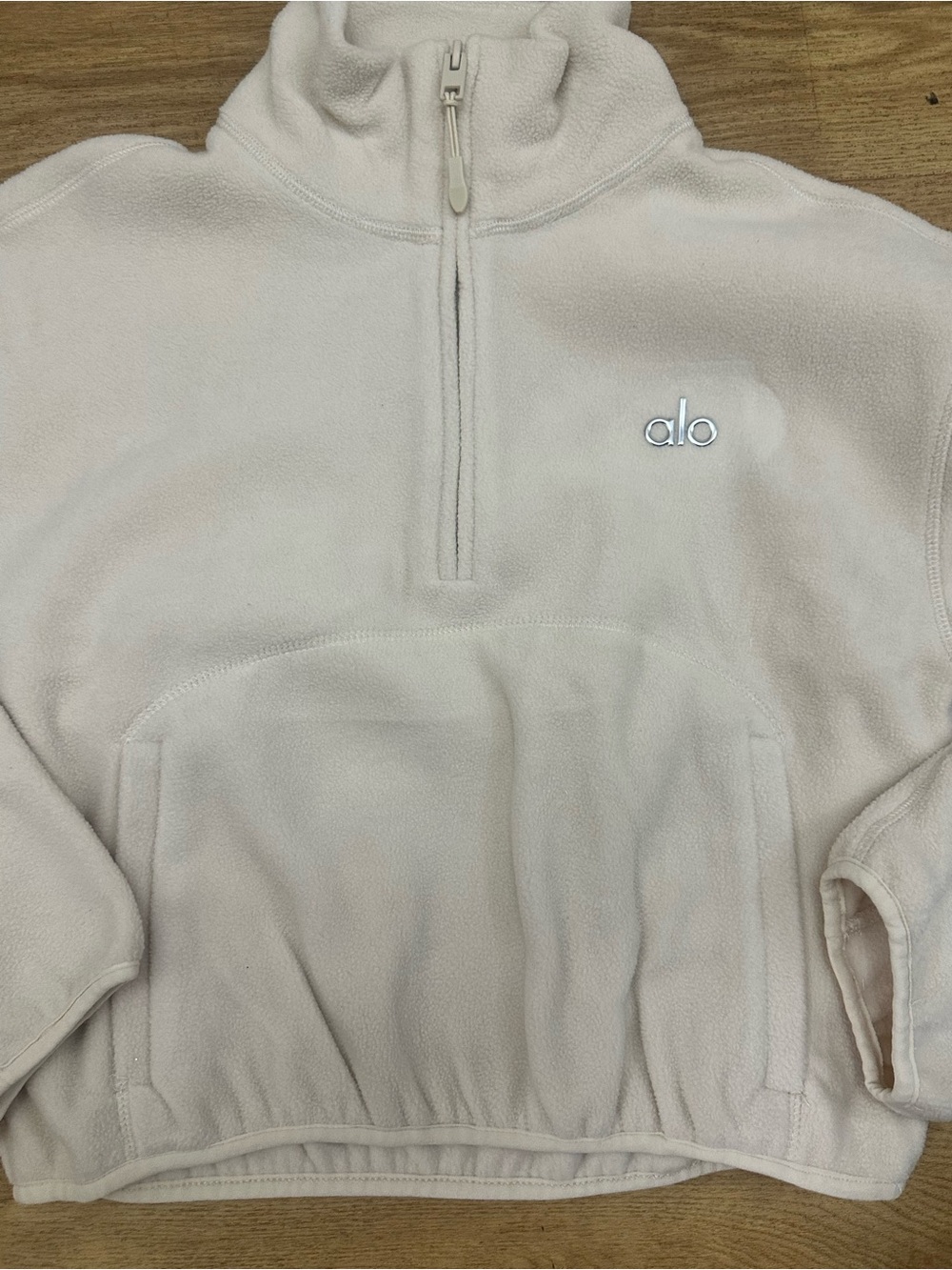 Women cozy Cream Half-Zip Fleece Pullover